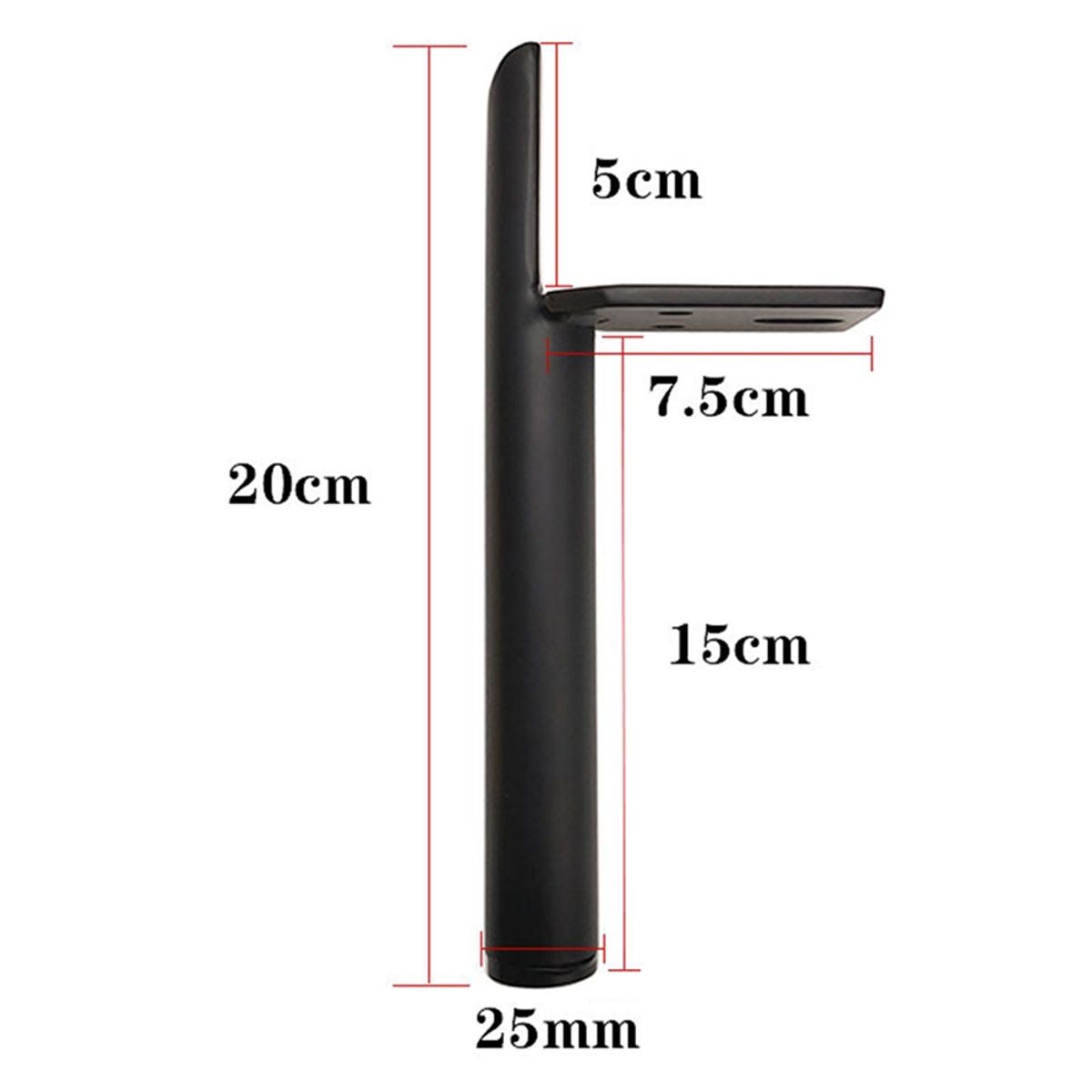 GENERICO - Pack 4 Patas Cilindrica Metalicas Negra Para Muebles Sofas