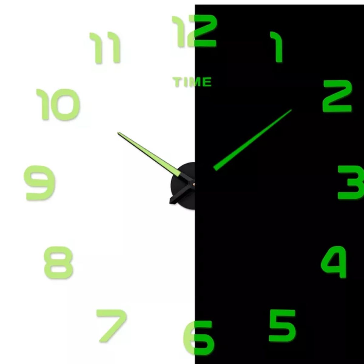 GENERICO - Reloj Pared 3d Adhesivo Fluorescente Grande 120 Cm Diámetro