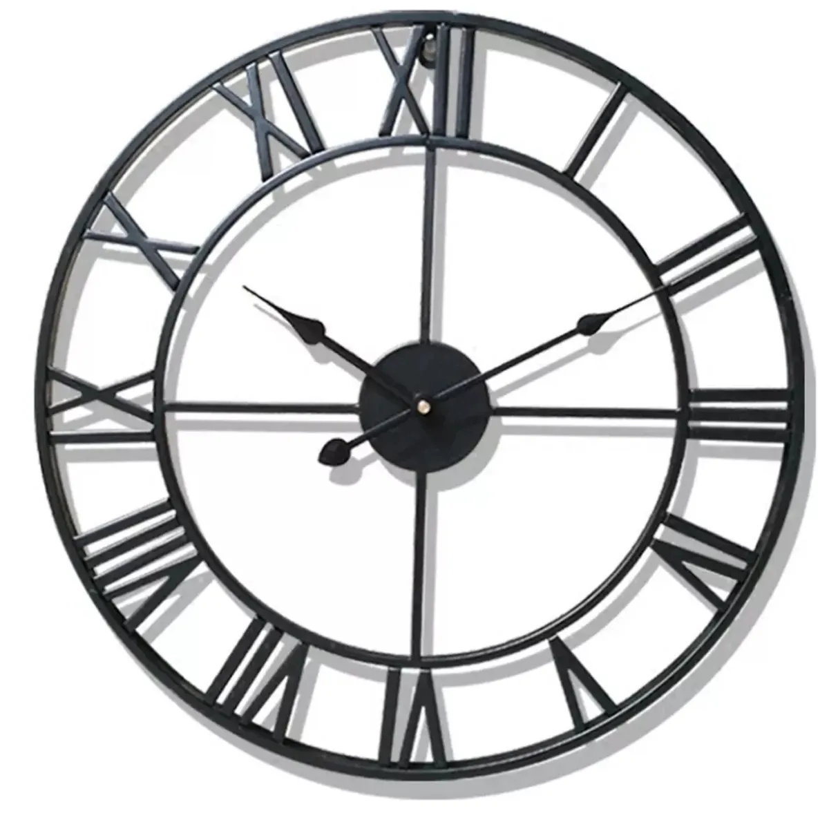 GENERICO - Reloj De Pared Vintage 47 Cm 3d Grande Retro Negro Hierro