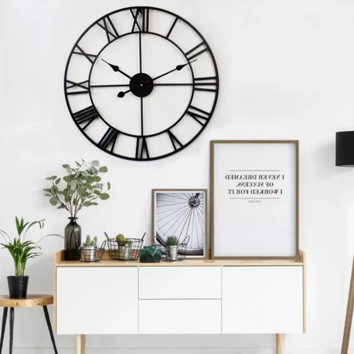 GENERICO - Reloj De Pared Vintage 47 Cm 3d Grande Retro Negro Hierro