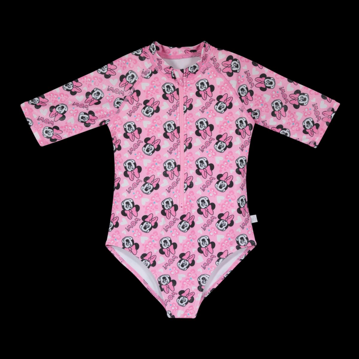 DISNEY - Traje de Baño Niña Entero Manga Corta Disney Minnie Rosa - Rosa