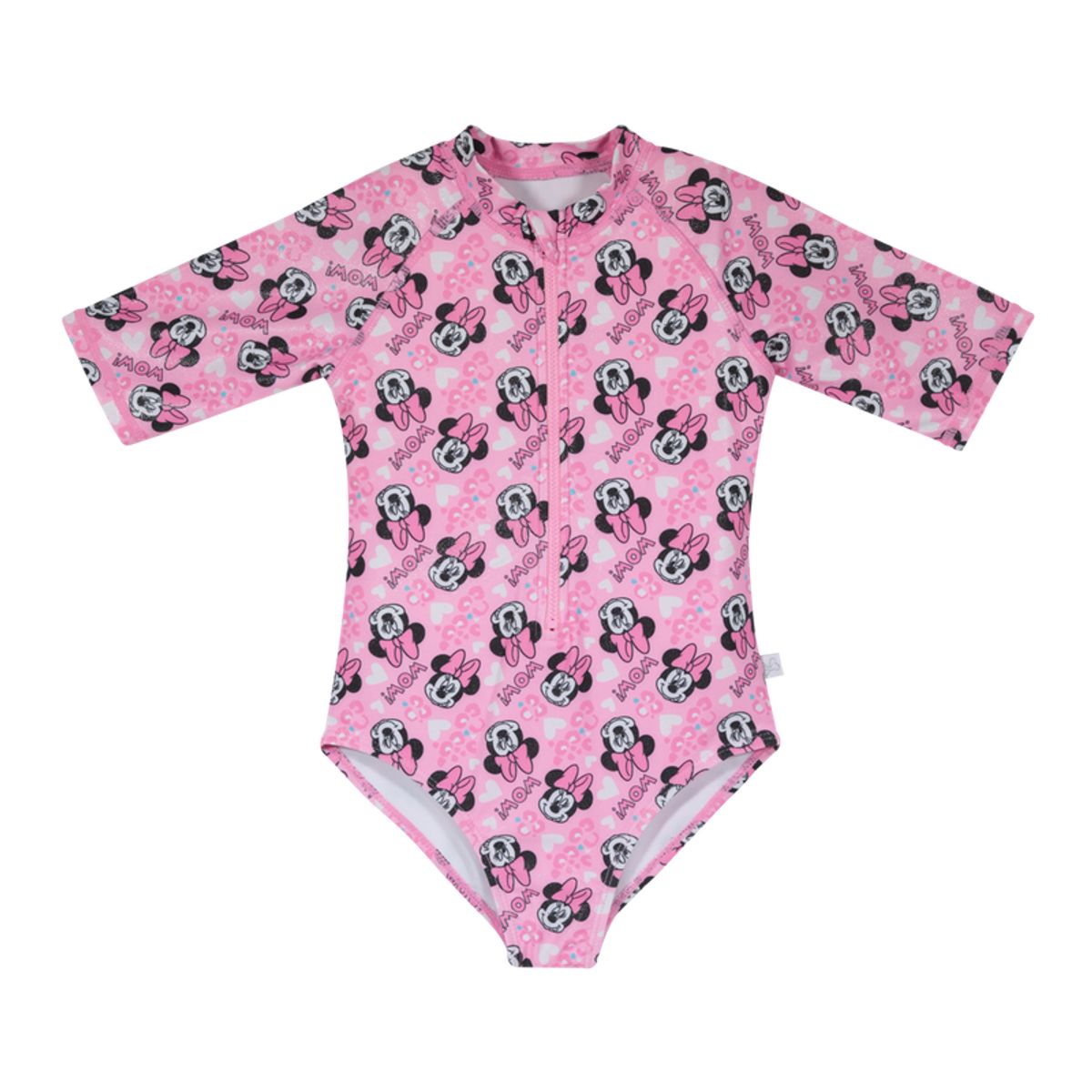 DISNEY - Traje de Baño Niña Entero Manga Corta Disney Minnie Rosa - Rosa