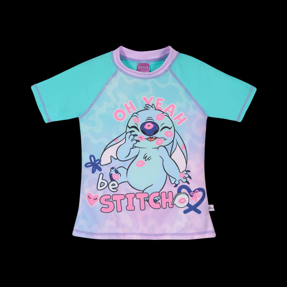 DISNEY - Polera Niña Manga Corta UV 50+ Disney Stitch Celeste DISNEY