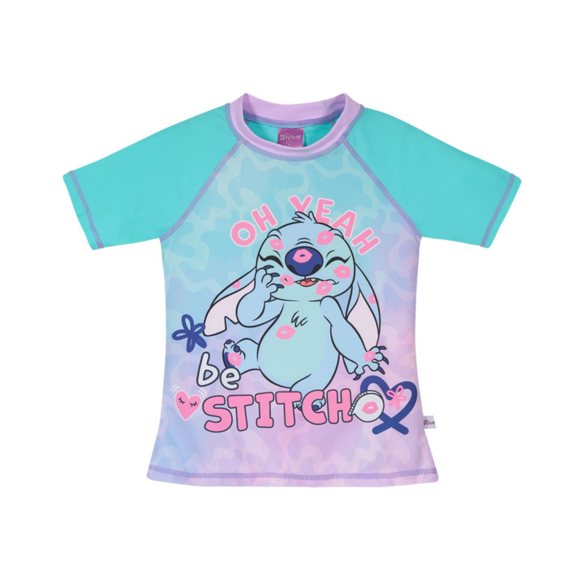 DISNEY - Polera Niña Manga Corta UV 50+ Disney Stitch Celeste DISNEY