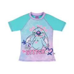 DISNEY - Polera Niña Manga Corta UV 50+ Stitch Celeste