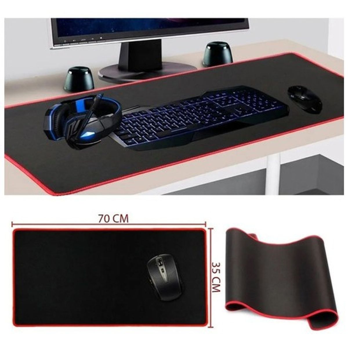 GENERICO - Mouse Pad Gamer Alfombrilla Antideslizante Engomada