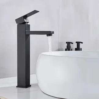 HOME NEAT - Grifo baño llave monomando fregadero mezcladora negro mate