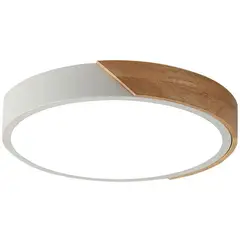 HOME NEAT - Lámpara LED 30cm Borde Blanco y madera.