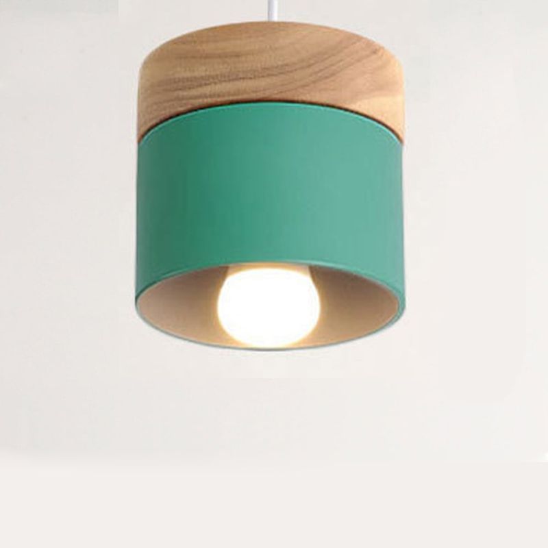 HOME NEAT - Nórdica e27 lámpara colgante de techo moderno hierro y madera Verde.