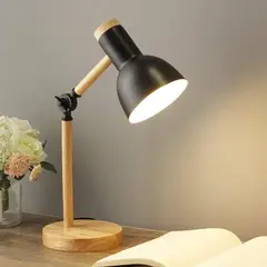 HOME NEAT - Lámpara de escritorio clásica lámpara de mesa ajustable madera negro