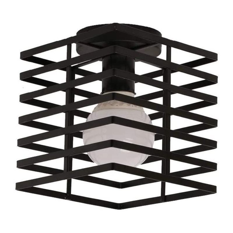 HOME NEAT - Vintage lámpara de techo montaje semi flush e27 negro.