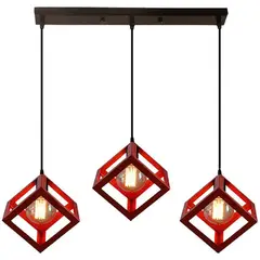 HOME NEAT - Lámpara de techo metal cubos Modern 3 Luces E27 - Rojo
