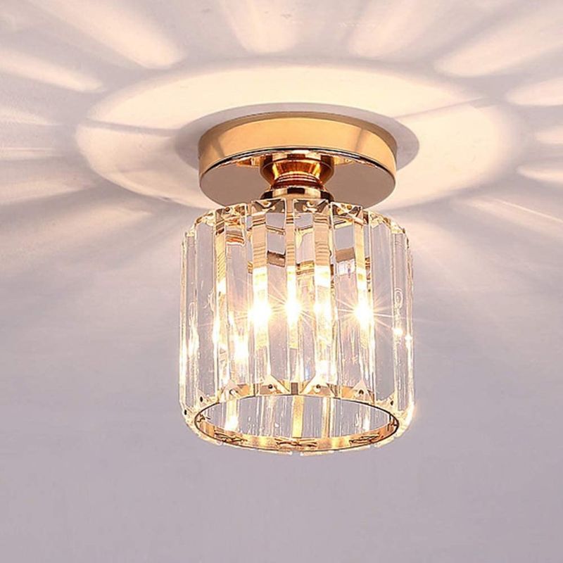 HOME NEAT - Lámpara de techo de cristal moderna para pasillo escaleras oro.