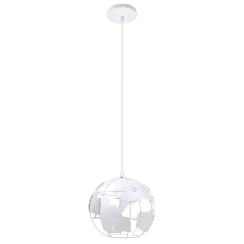 HOME NEAT - Lámpara colgante de techo vintage globo terráqueo E27 ø20cm Blanco.