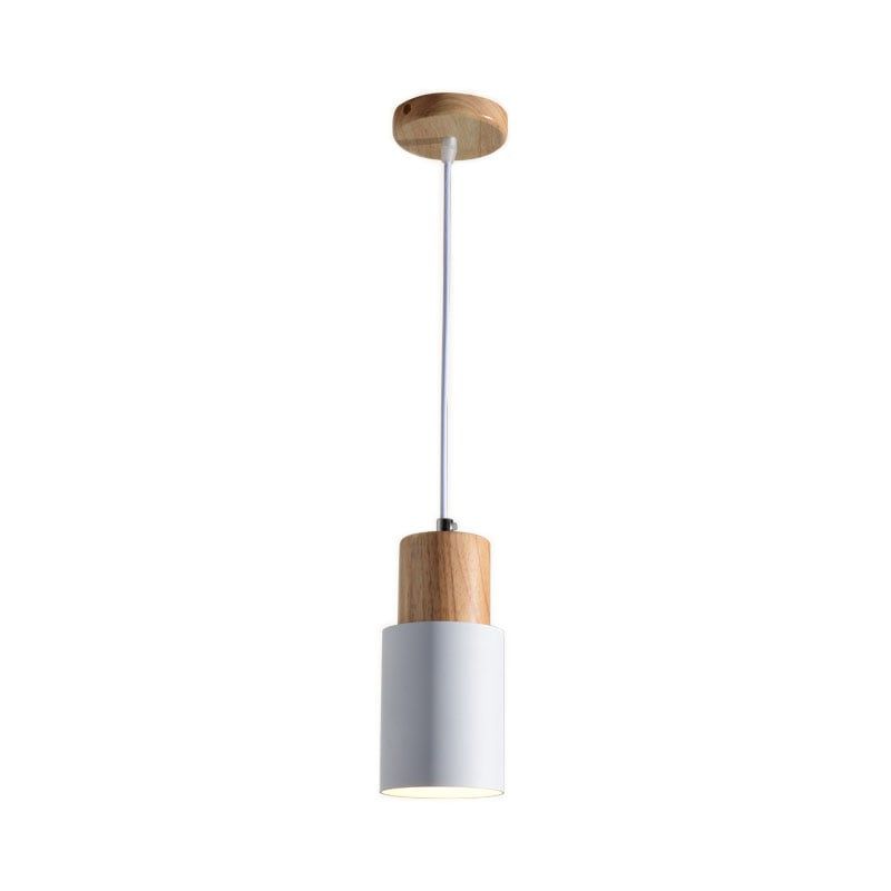 HOME NEAT - Lámpara colgante moderna de hierro y madera Nórdica e27 Blanco.