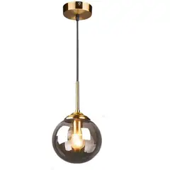 HOME NEAT - Lámpara colgante techo vintage industrial globo de cristal E27 gris.