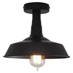 HOME NEAT - Lámpara de techo vintage industrial semi empotrada negro