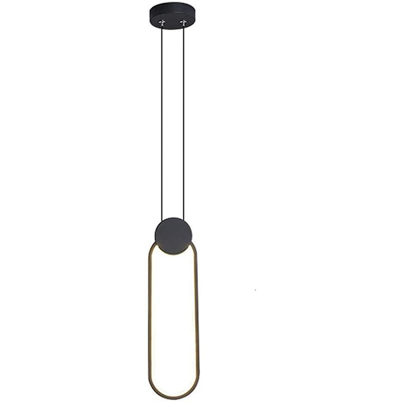 HOME NEAT - Lámpara colgante  aluminio led luz de techo negro oval 15w 3 colores