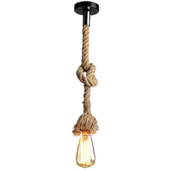 HOME NEAT - Lámpara de techo vintage cuerda cáñamo lámpara colgante industrial