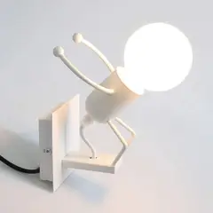 HOME NEAT - Home-neat creativa led luz lámpara de pared hierro e27 robot blanco