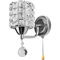 HOME NEAT - Lámpara de pared de cristal moderna con interruptor e27 plata