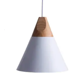 HOME NEAT - Lámpara de techo moderno colgante de luz aluminio madera ø22cm blanco