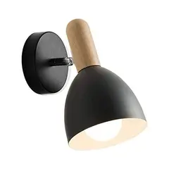 HOME NEAT - Lámpara de pared moderna embudo superior de madera e27 negro