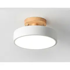 HOME NEAT - Lámpara LED de techo con base de madera 18cm - Blanco