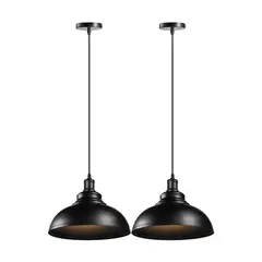 HOME NEAT - 2 Unidades lámpara colgantes vintage E27 lámpara techo ø29cm Negro