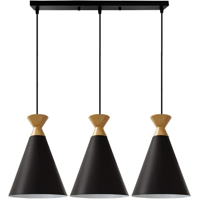HOME NEAT - Lámpara de colgente 3 luces nórdica e27 lámpara de techo madera negro