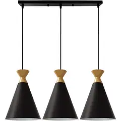 HOME NEAT - Lámpara de colgente 3 luces nórdica e27 lámpara de techo madera negro