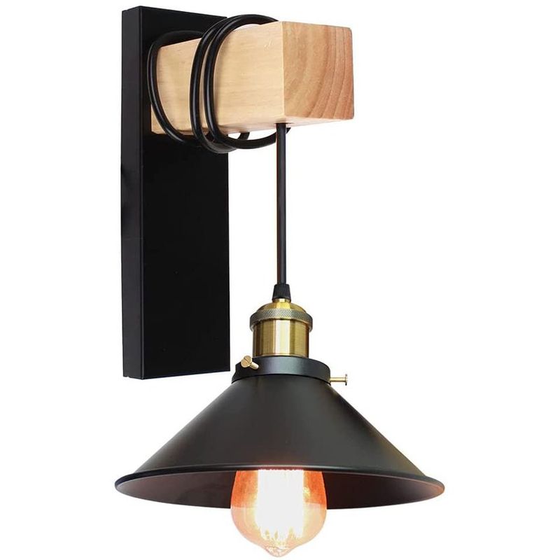 HOME NEAT - Lámpara de pared vintage retro aplique pared e27 para pasillo negro