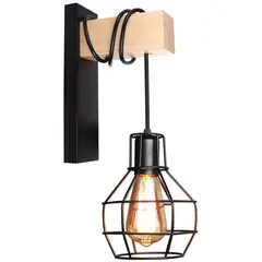 HOME NEAT - Aplique de pared luz lámpara de pared madera moderno Negro