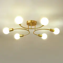 HOME NEAT - Lámpara de techo moderna metálica de 6 focos - Cobre