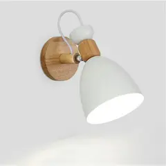 HOME NEAT - Lámpara de pared moderna madera E27 iluminación de apliqu Blanco