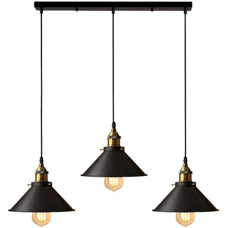 HOME NEAT - Lámpara de techo industrial vintage 3 luces E27 Negro