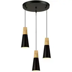 HOME NEAT - Lámpara de techo moderna 3 Luces E27 - Negro