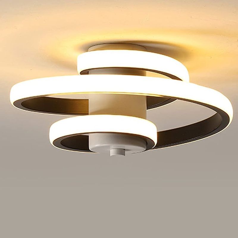 HOME NEAT - Led lámpara de techo moderna diseño línea espiral 3 colores Negro