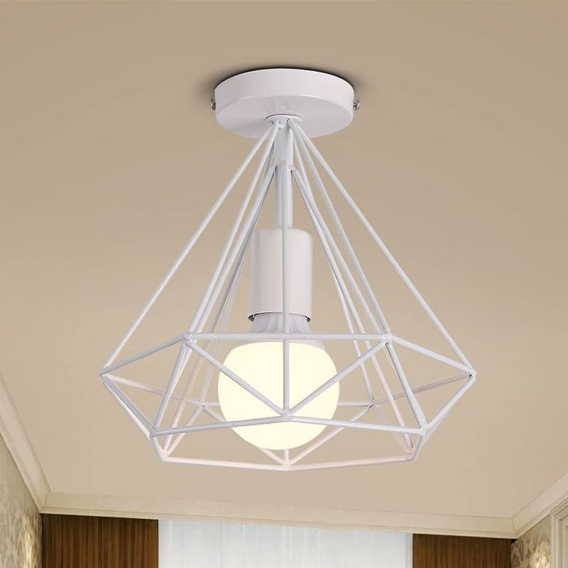 HOME NEAT - Lámpara de techo retro colgante iluminación industrial moderna blanco