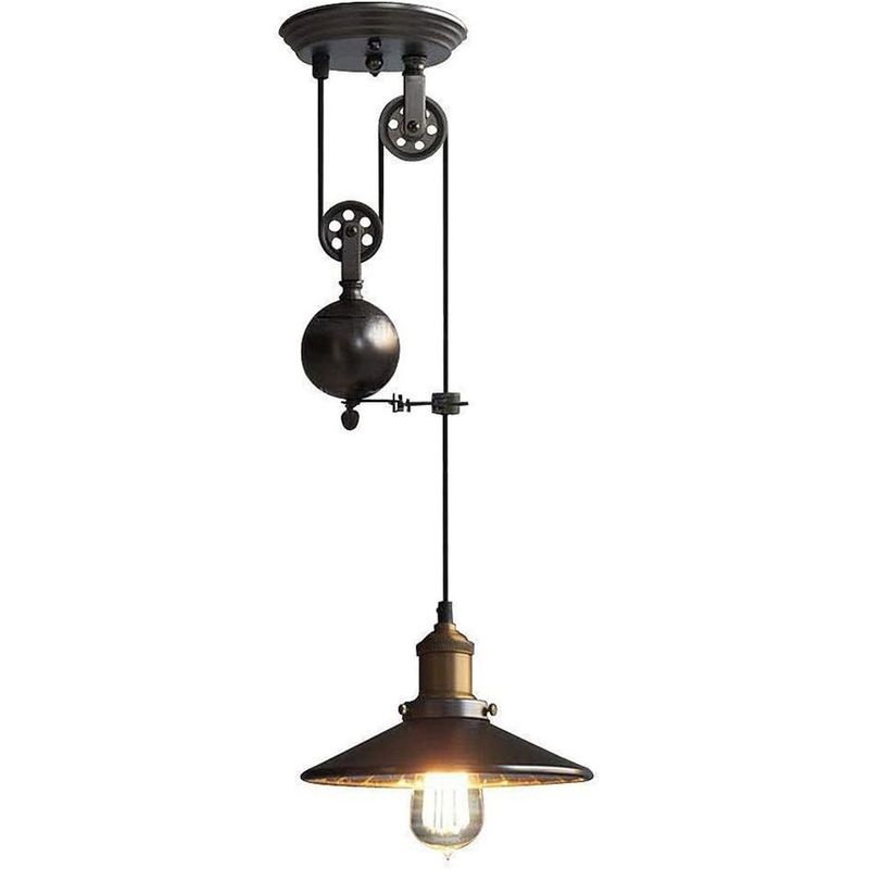 HOME NEAT - Lámpara colgante de polea industrial lámpara de techo vintage