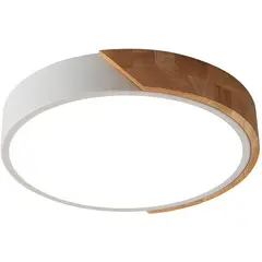 HOME NEAT - Lámpara de techo empotrado led madera redonda blanco frio 24w blanco