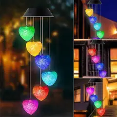 HOME NEAT - Lámpara de campanas de viento solar que cambian de color corazón