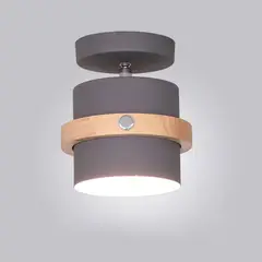 HOME NEAT - Lámpara de techo madera moderna ø15cm Gris E27