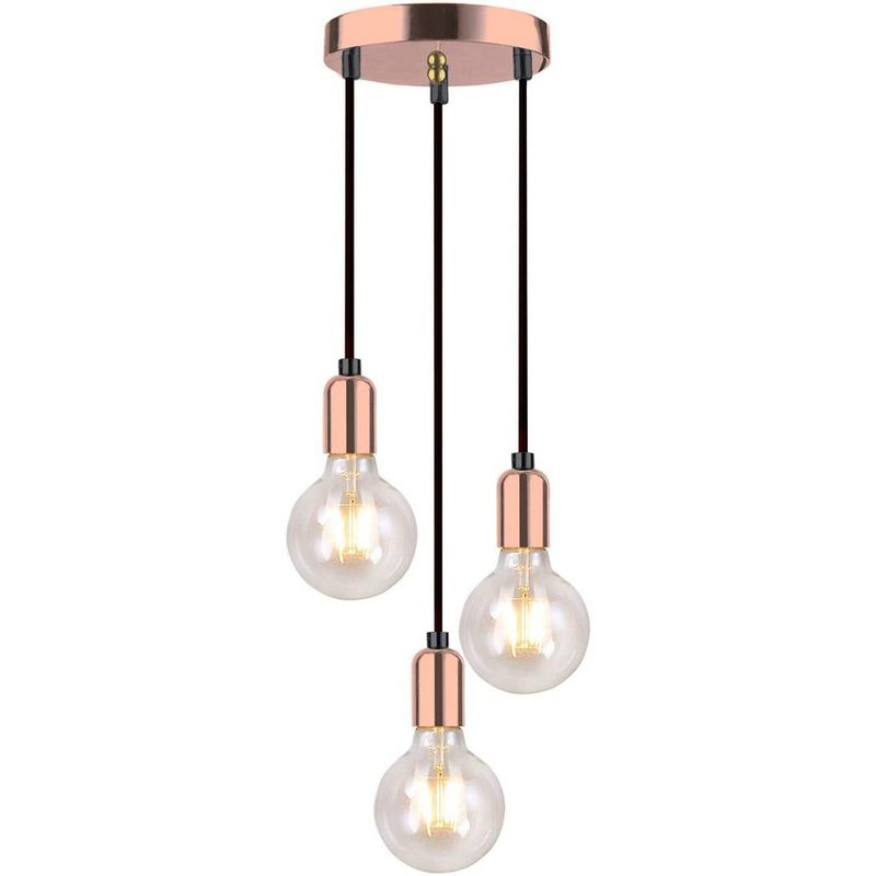 HOME NEAT - Lámpara de techo colgante metálica 3 focos - Rosa