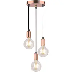 HOME NEAT - Lámpara de techo colgante metálica 3 focos - Rosa