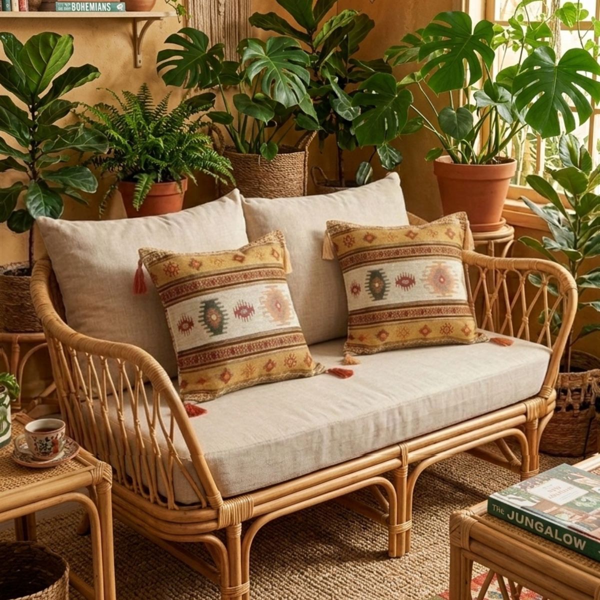 TURKUAZ - Cojín turco 44x44 Kilim Beige y Café claro - boho