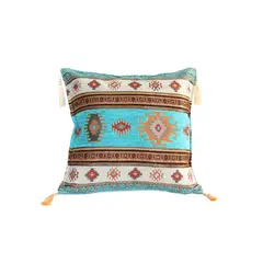 TURKUAZ - Cojín turco 42x42 Kilim Turquesa y Blanco