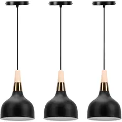 HOME NEAT - 3 Unidades Lámpara colgante de techo nórdica E27 ø15cm - Negro