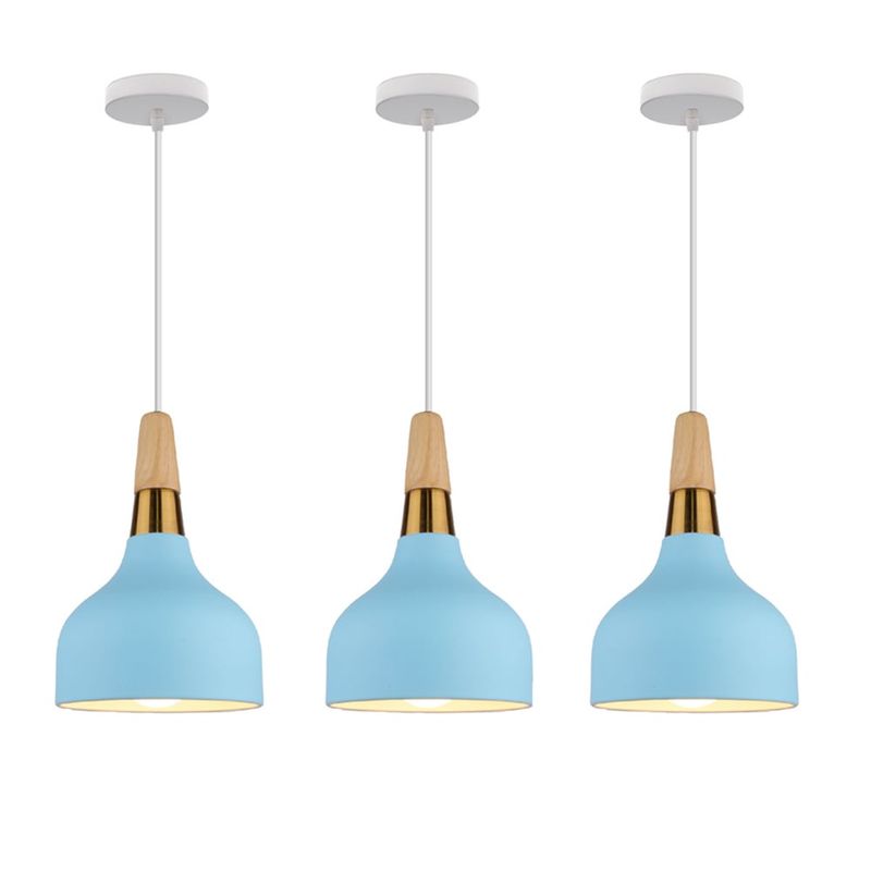 HOME NEAT - 3 Unidades Lámpara colgantes de Techo nórdica E27 ø15cm - Azul