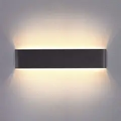HOME NEAT - Lámpara de pared led 14w moderna aluminio 36cm Negro Blanco Cálido